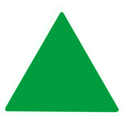 a green triangle with a white outline